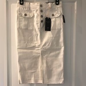 New The Limited white denim pencil skirt.